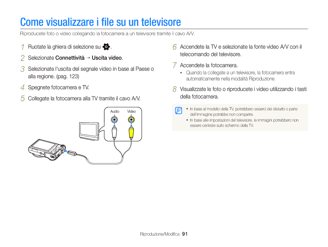 Samsung EC-WB150FBPWE1, EC-WB150FBPBE1, EC-WB150FDDBME, EC-WB150FDDWME manual Come visualizzare i ﬁle su un televisore 