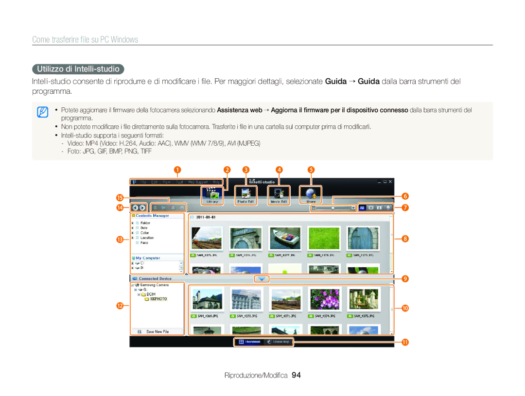 Samsung EC-WB150FDDWME, EC-WB150FBPWE1, EC-WB150FBPBE1, EC-WB150FDDBME manual Utilizzo di Intelli-studio 