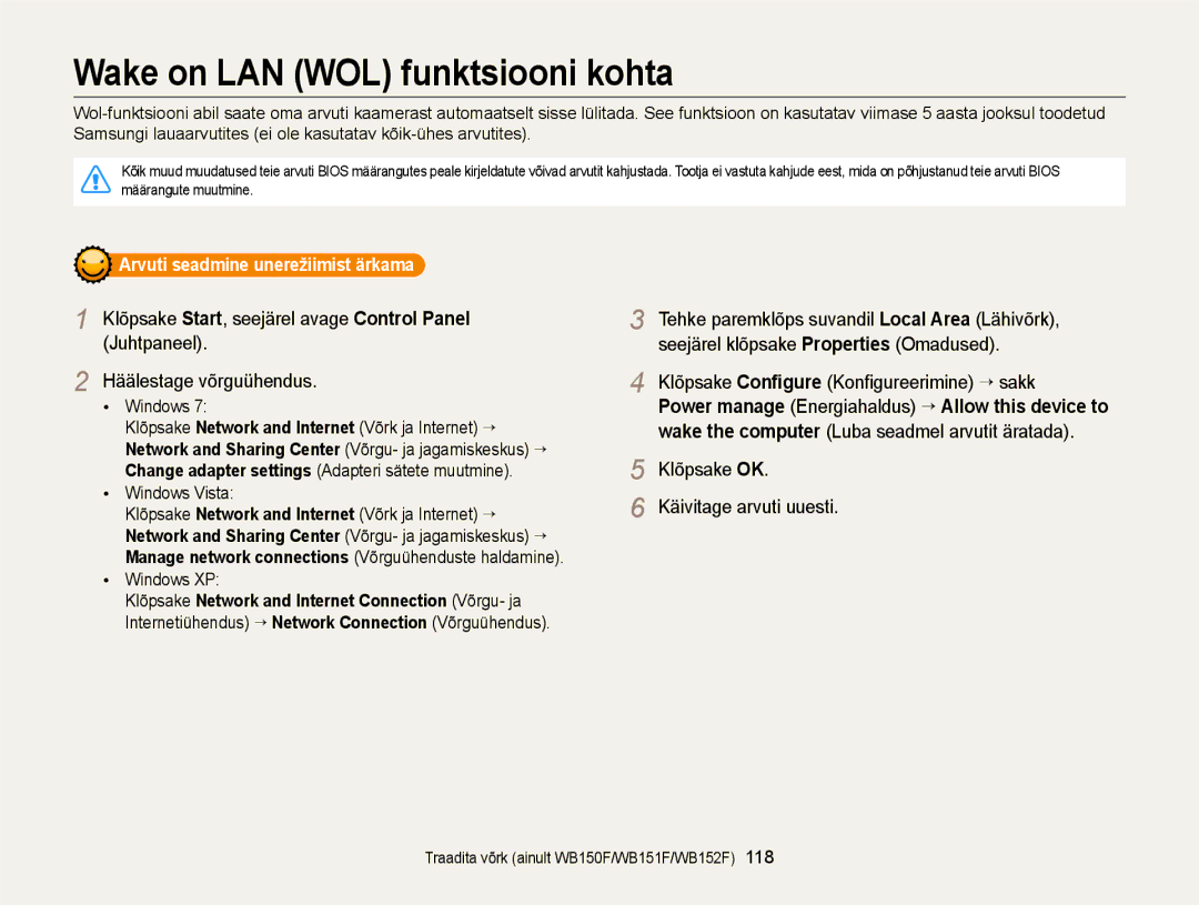 Samsung EC-WB150FBDWE2 manual Seejärel klõpsake Properties Omadused, Klõpsake Conﬁgure Kon¿gureerimine “ sakk, Klõpsake OK 