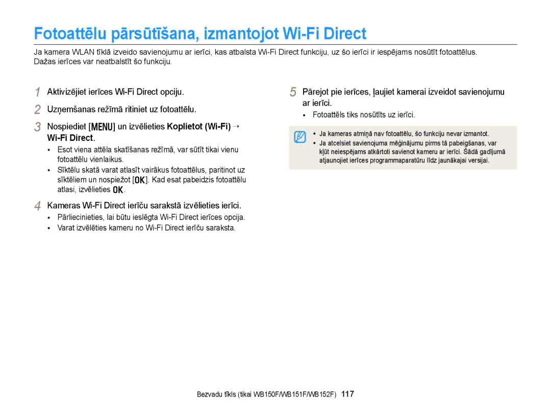 Samsung EC-WB150FBDBE2, EC-WB150FBPWE2 Fotoattēlu pārsūtīšana, izmantojot Wi-Fi Direct, Fotoattēls tiks nosūtīts uz ierīci 