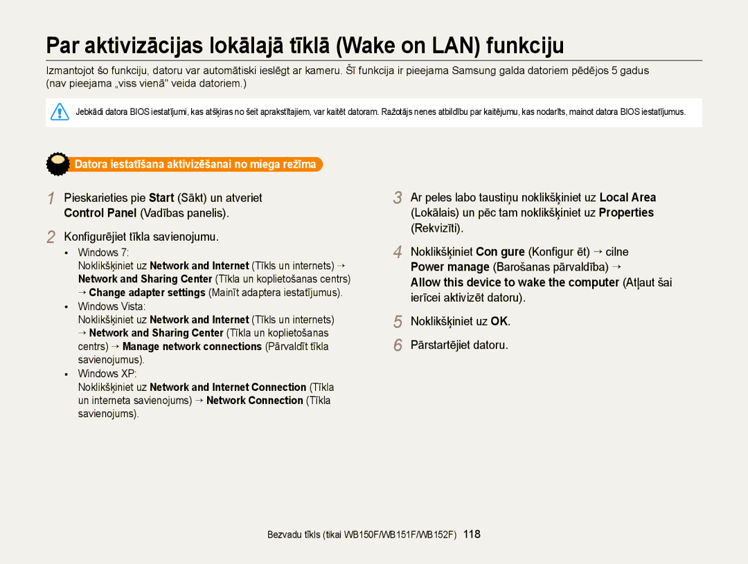 Samsung EC-WB150FBDWE2 manual Konﬁgurējiet tīkla savienojumu, Noklikšķiniet uz OK Pārstartējiet datoru, Windows XP 