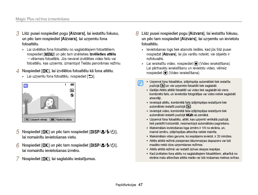 Samsung EC-WB150FBDBE2 Nospiediet o, lai izvēlētos fotoattēlu kā fona attēlu, Lai uzņemtu fona fotoattēlu, nospiediet b 