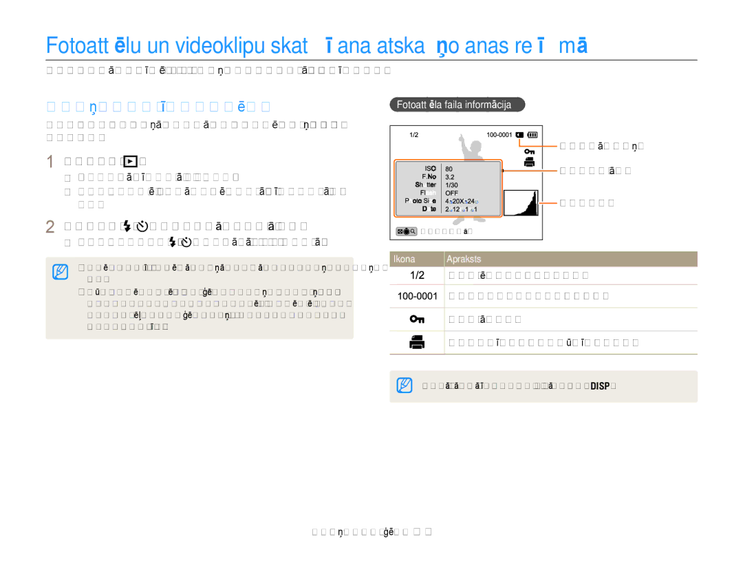 Samsung EC-WB150FBDBE2 manual Fotoattēlu un videoklipu skatīšana atskaņošanas režīmā, Atskaņošanas režīma aktivizēšana 