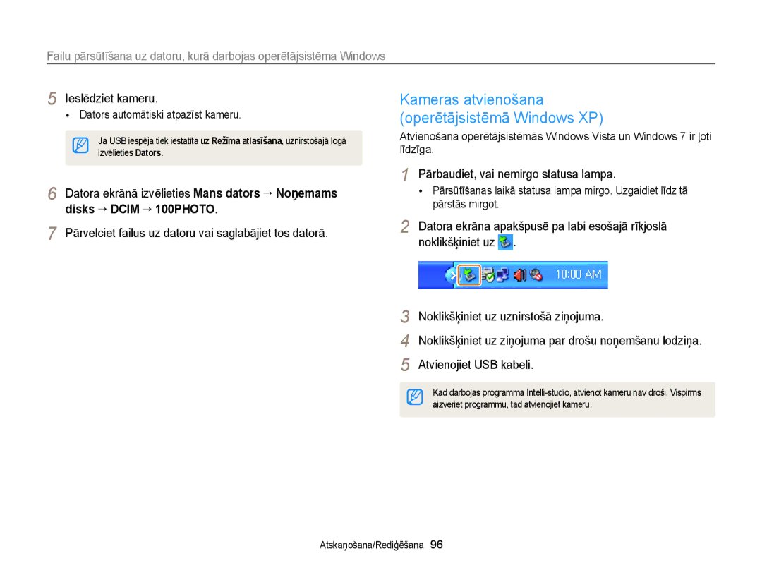 Samsung EC-WB150FBPRE2 Kameras atvienošana Operētājsistēmā Windows XP, Datora ekrānā izvēlieties Mans dators “ Noņemams 