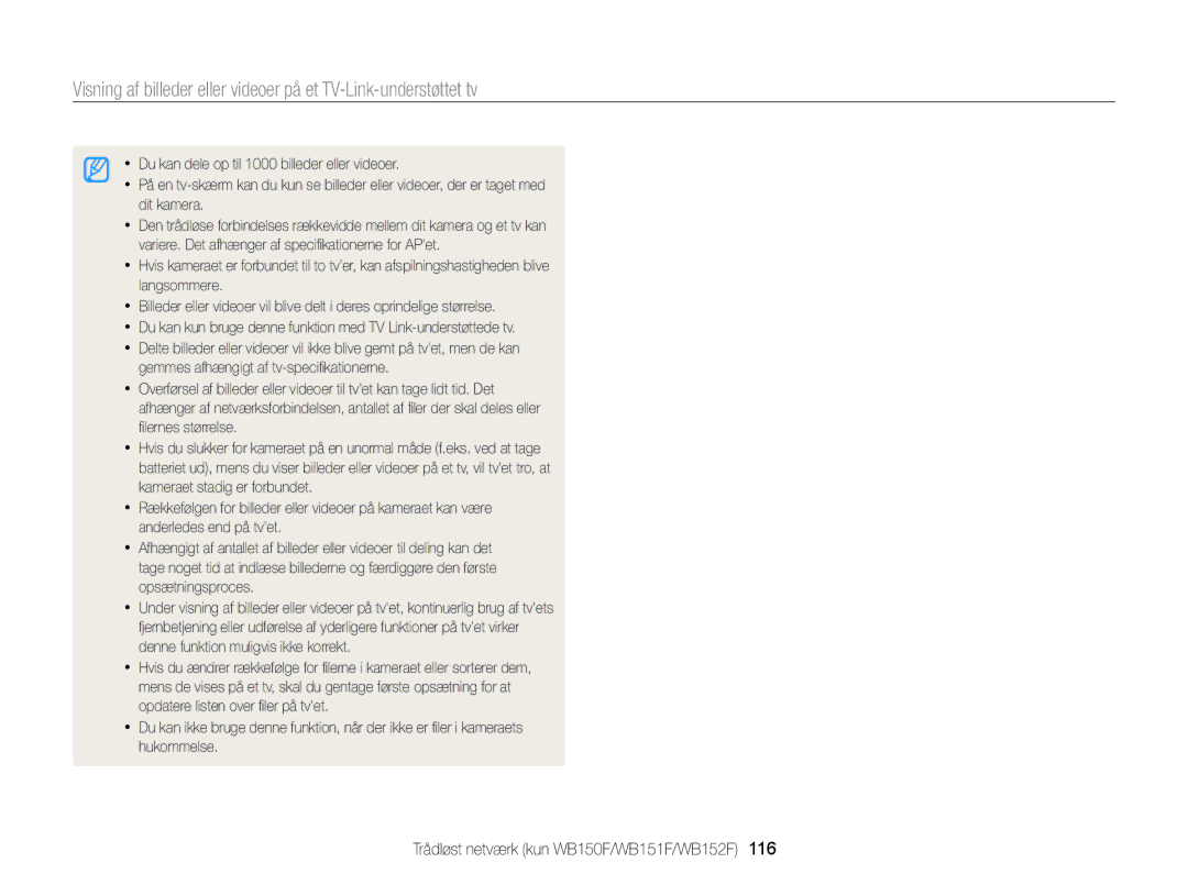 Samsung EC-WB150FBPWE2, EC-WB150FBPBE2, EC-WB150FBPRE2 manual Trådløst netværk kun WB150F/WB151F/WB152F 