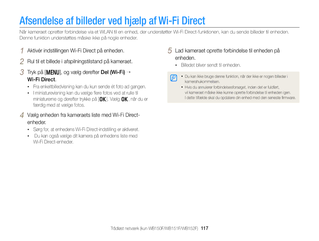 Samsung EC-WB150FBPBE2, EC-WB150FBPWE2 Afsendelse af billeder ved hjælp af Wi-Fi Direct, Billedet bliver sendt til enheden 