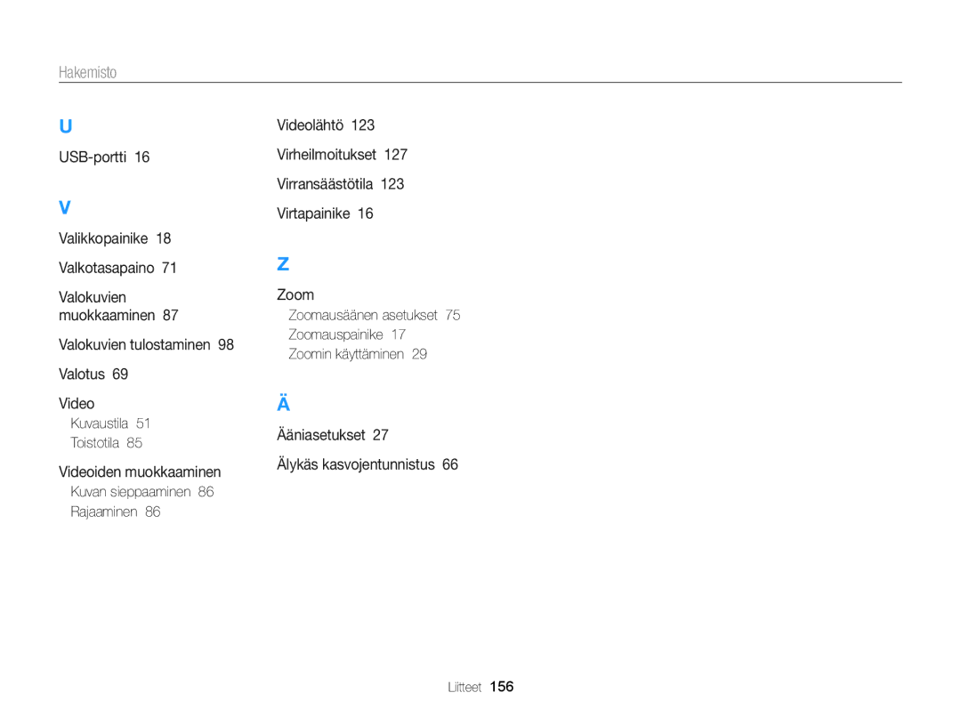 Samsung EC-WB150FBPBE2, EC-WB150FBPWE2, EC-WB150FBPRE2 manual Kuvan sieppaaminen 86 Rajaaminen 