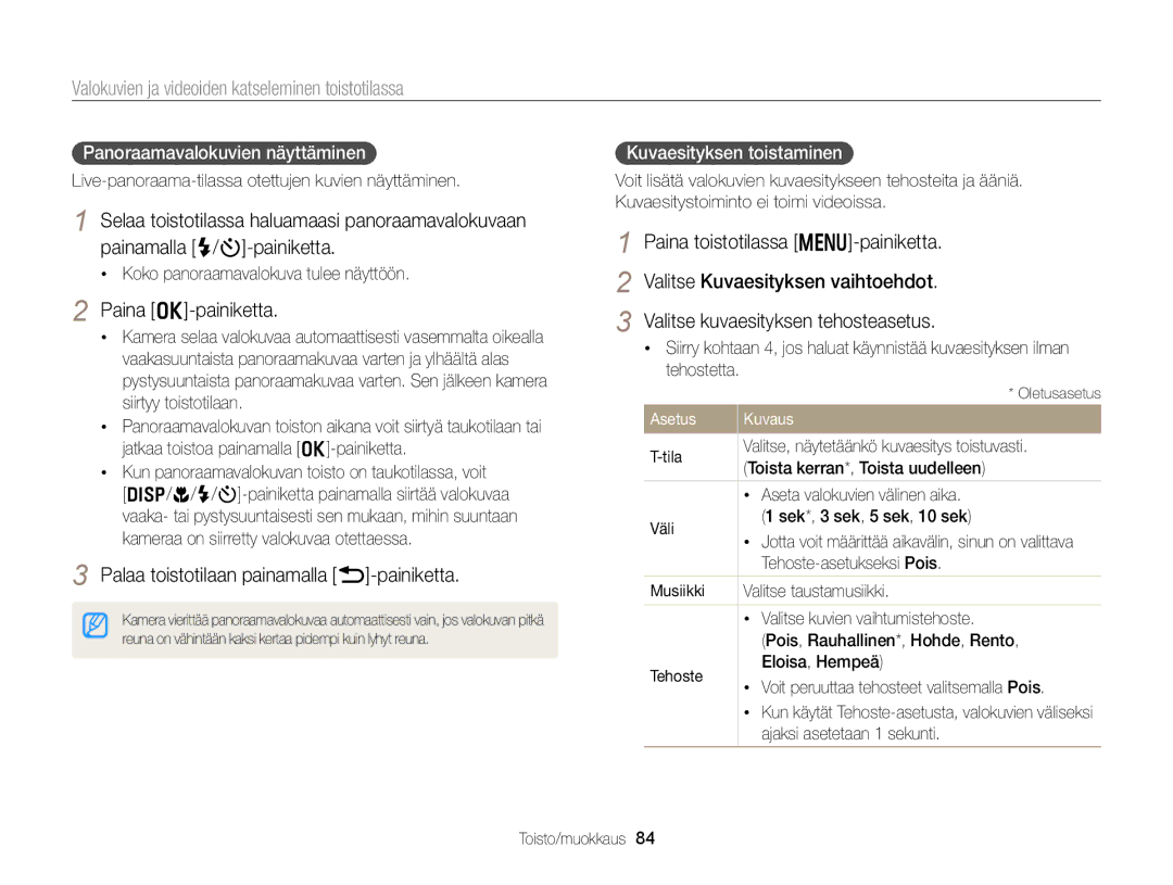 Samsung EC-WB150FBPBE2, EC-WB150FBPWE2 manual Palaa toistotilaan painamalla b-painiketta, Panoraamavalokuvien näyttäminen 