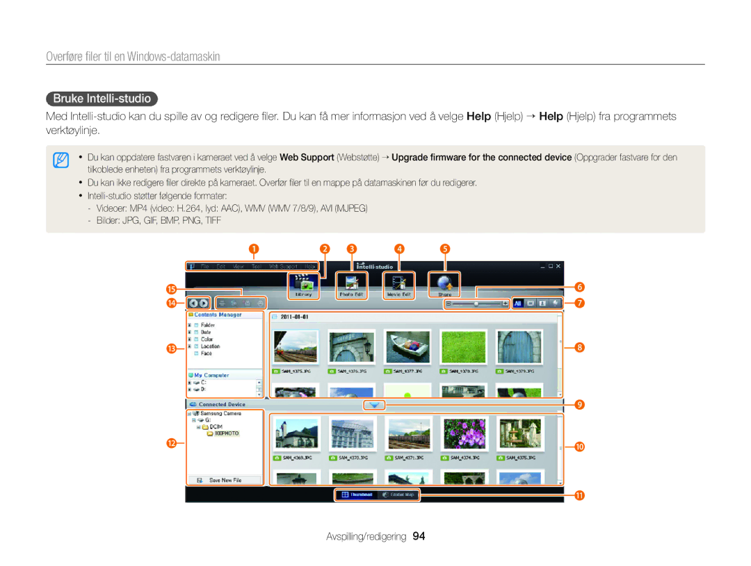 Samsung EC-WB150FBPRE2, EC-WB150FBPWE2, EC-WB150FBPBE2 manual Bruke Intelli-studio 