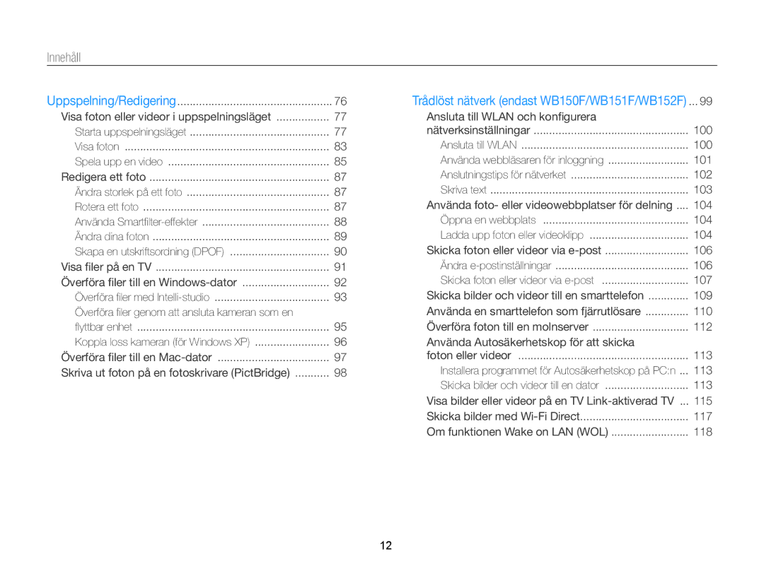 Samsung EC-WB150FBPBE2, EC-WB150FBPWE2, EC-WB150FBPRE2 manual Ansluta till Wlan och konﬁgurera 