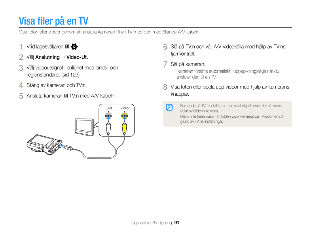 Samsung EC-WB150FBPRE2, EC-WB150FBPWE2, EC-WB150FBPBE2 manual Visa ﬁler på en TV 