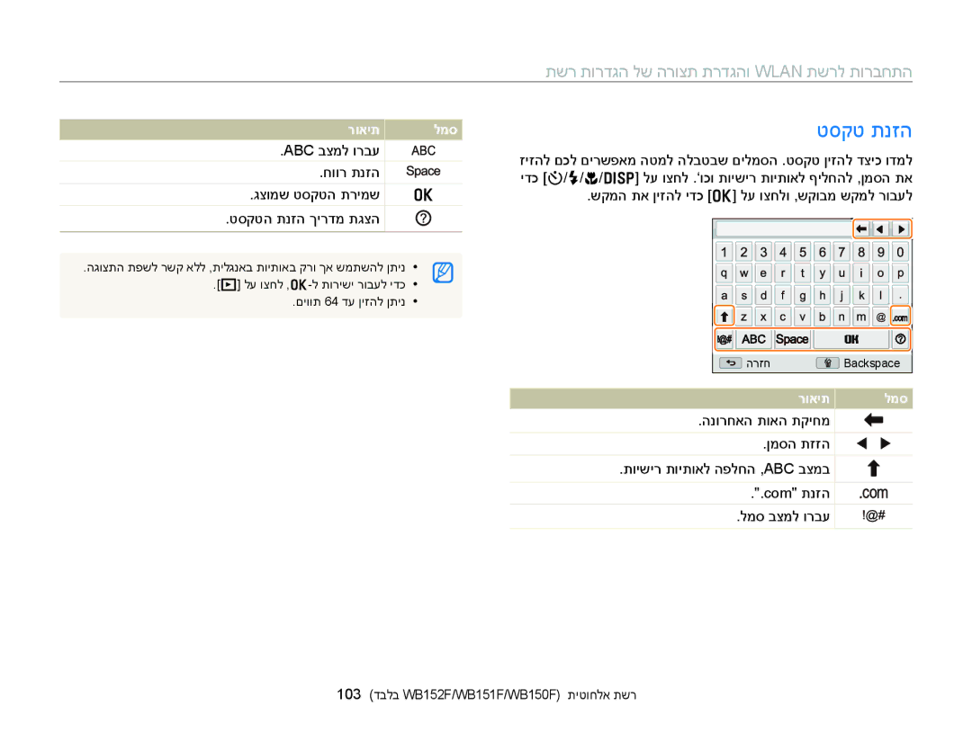 Samsung EC-WB150FBPWAE, EC-WB150FBPWIL, EC-WB150FBPBAE, EC-WB150FBPRE1, EC-WB150FBPBIL manual טסקט תנזה 