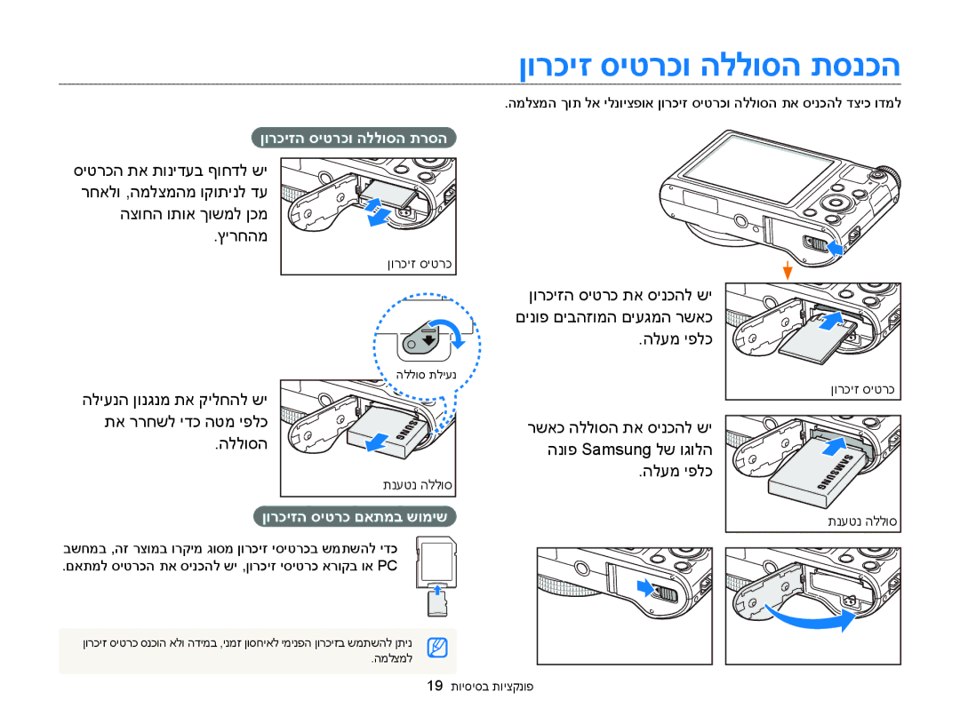 Samsung EC-WB150FBPWIL, EC-WB150FBPBAE, EC-WB150FBPRE1, EC-WB150FBPBIL, EC-WB150FBPWAE manual ןורכיז סיטרכו הללוסה תסנכה 