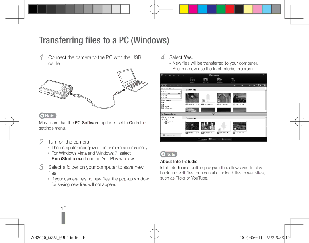 Samsung EC-WB2000BPAE1 Transferring files to a PC Windows, Connect the camera to the PC with the USB Select Yes Cable 