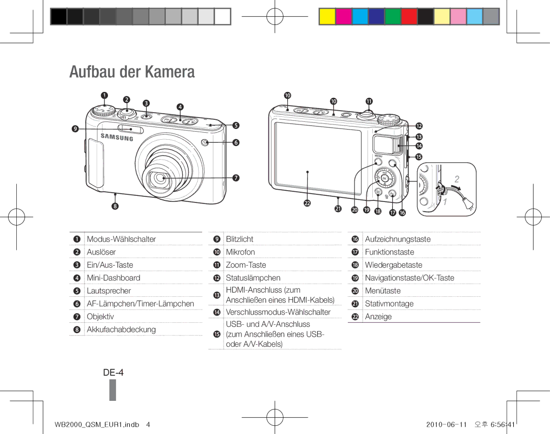 Samsung EC-WB2000BPBE3, EC-WB2000BPAE1, EC-WB2000BPBE1, EC-WB2000BPBIT, EC-WB2000BPAE3, EC-WB2000BPBE2 Aufbau der Kamera, DE-4 