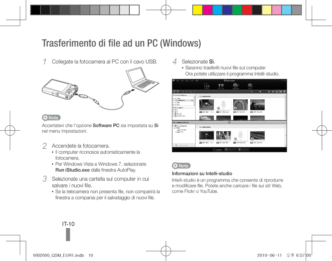 Samsung EC-WB2000BPAE1, EC-WB2000BPBE1 manual Trasferimento di file ad un PC Windows, IT-10, Accendete la fotocamera 