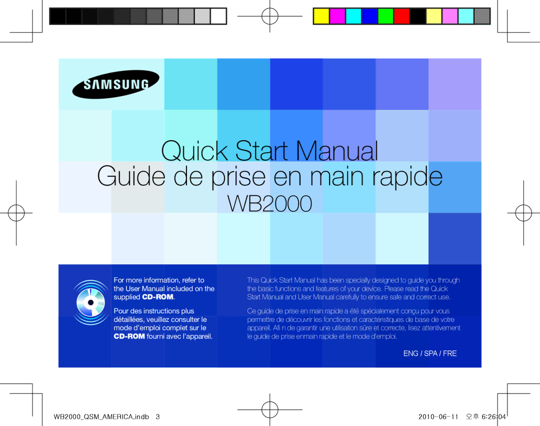 Samsung EC-WB2000BPBE1, EC-WB2000BPAE1, EC-WB2000BPBIT manual Quick Start Manual Guide de prise en main rapide 