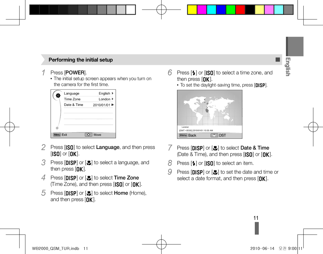 Samsung EC-WB2000BPBE1, EC-WB2000BPAE1, EC-WB2000BPBIT, EC-WB2000BPAE3, EC-WB2000BPBE3 manual Performing the initial setup 