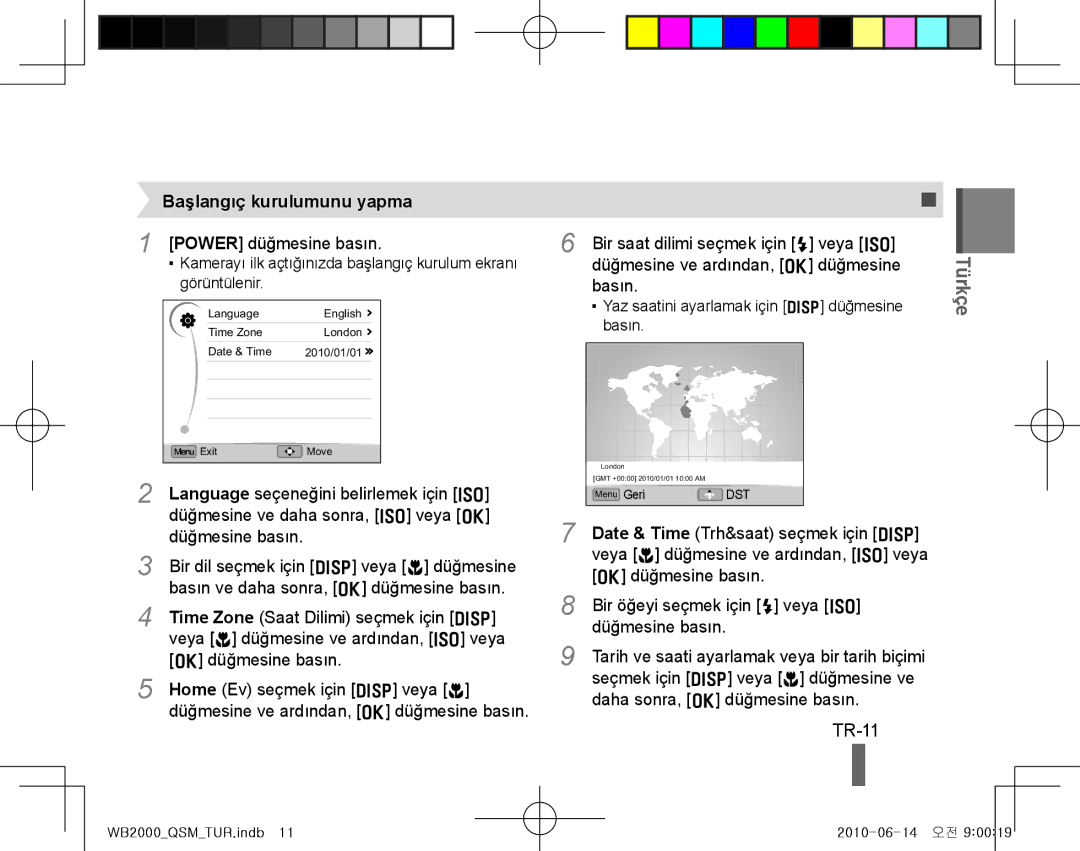 Samsung EC-WB2000BPBIL, EC-WB2000BPAE1, EC-WB2000BPBE1, EC-WB2000BPBIT, EC-WB2000BPAE3 manual TR-11, Başlangıç kurulumunu yapma 