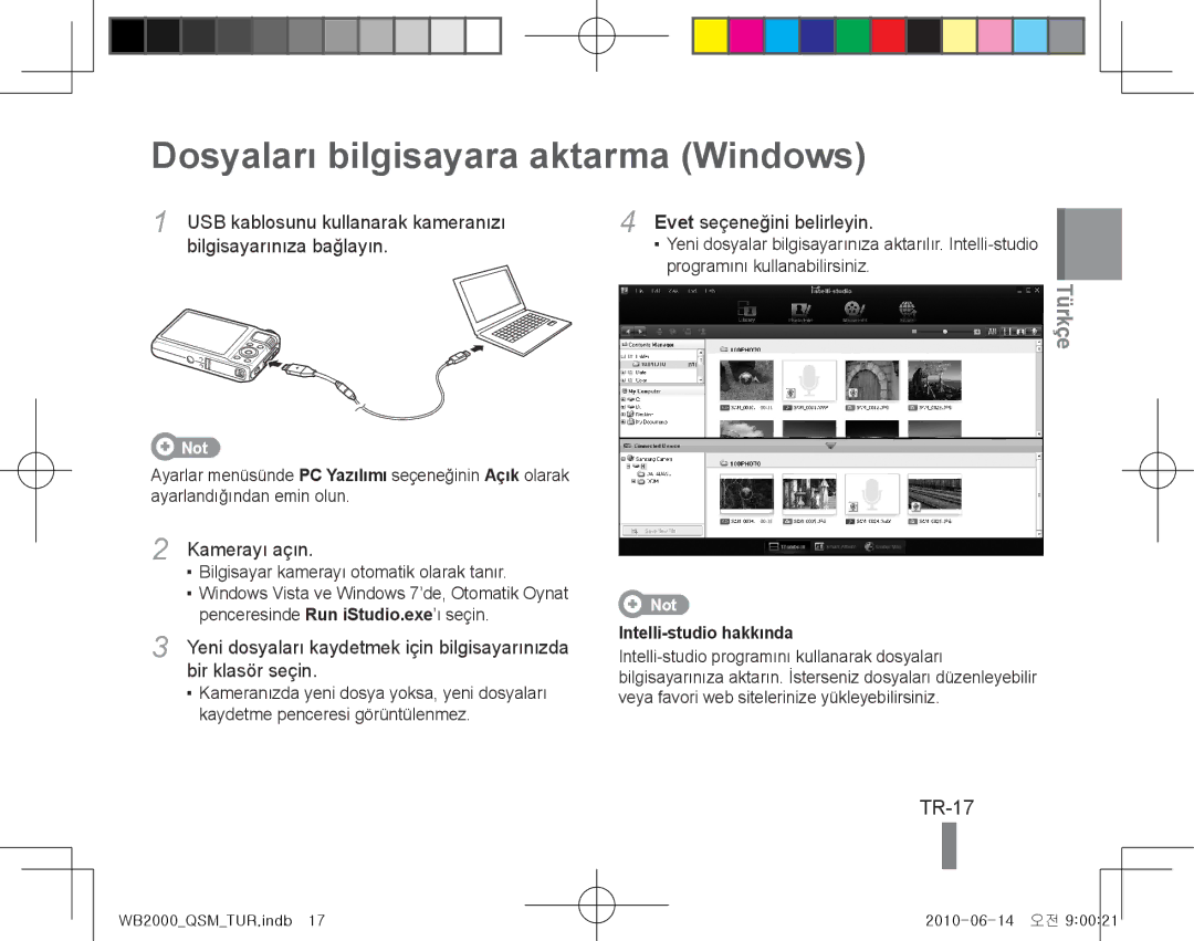 Samsung EC-WB2000BPBE2, EC-WB2000BPAE1, EC-WB2000BPBE1, EC-WB2000BPBIT manual Dosyaları bilgisayara aktarma Windows, TR-17 