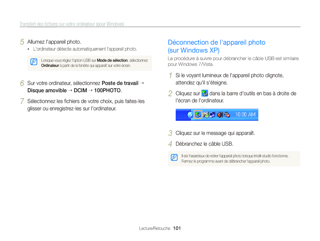 Samsung EC-WB2000BPAE1 Déconnection de lappareil photo sur Windows XP, Lordinateur détecte automatiquement lappareil photo 