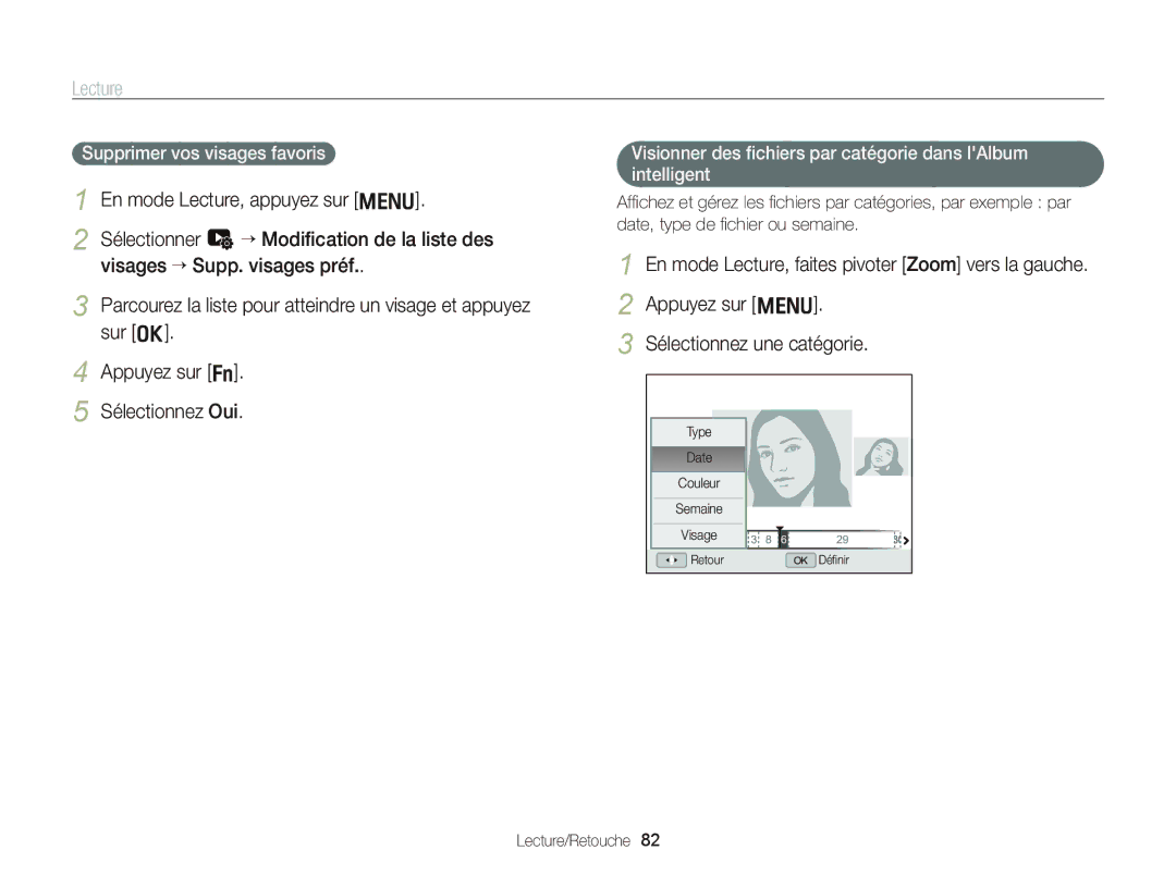 Samsung EC-WB2000BPBE1, EC-WB2000BPAE1 manual Supprimer vos visages favoris 