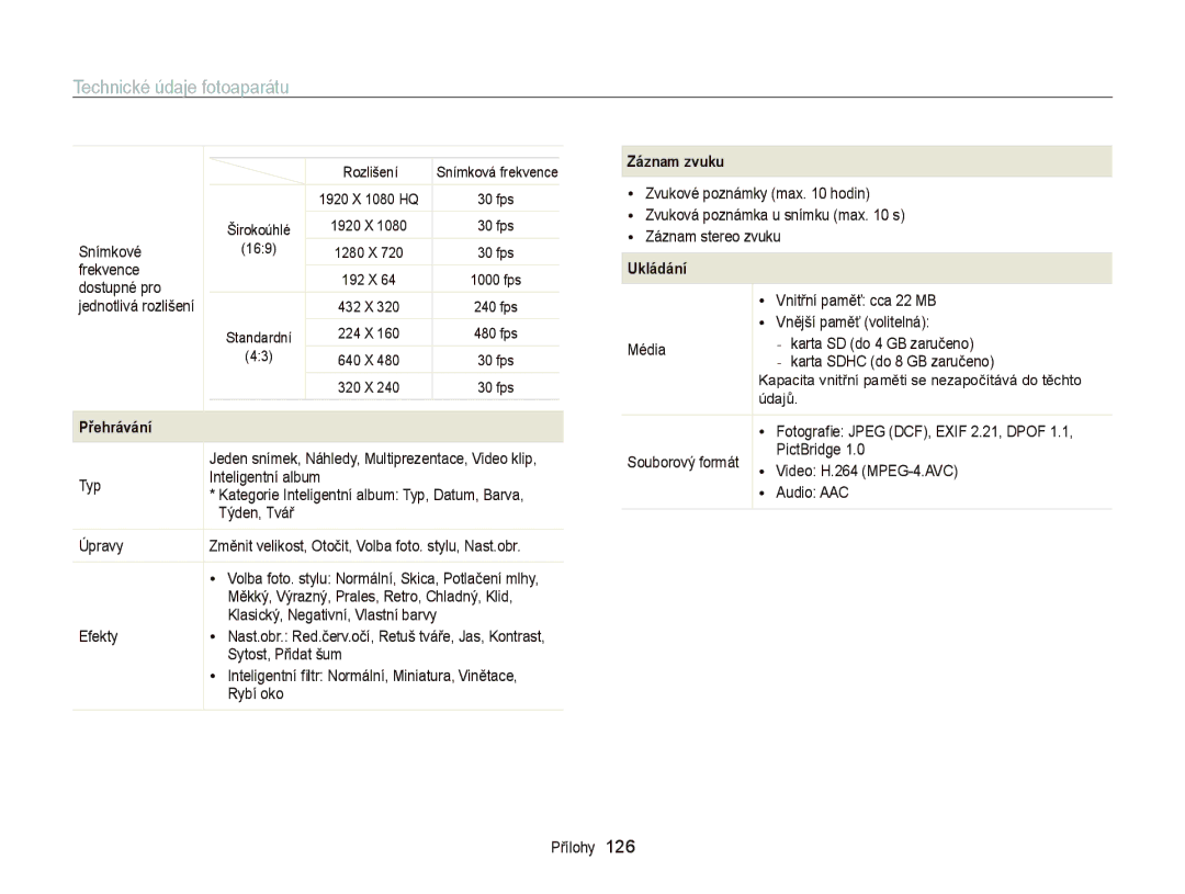 Samsung EC-WB2000BPBE3, EC-WB2000BPAE3 manual Záznam zvuku, Ukládání 