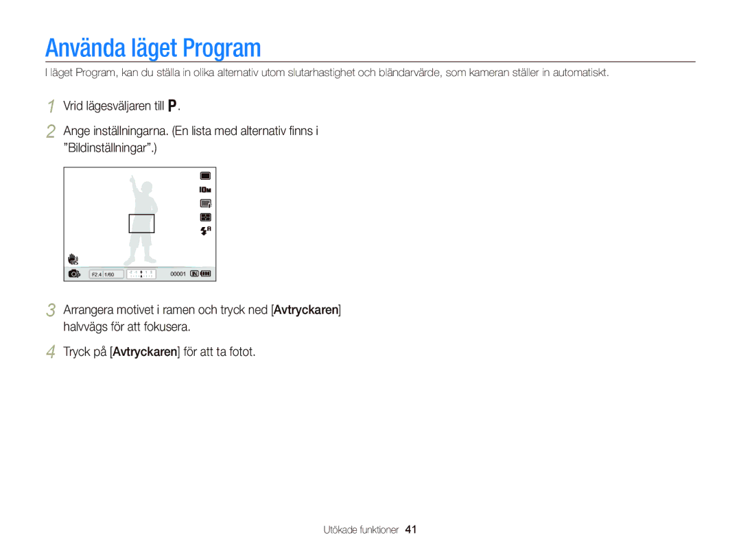 Samsung EC-WB2000BPBE2 manual Använda läget Program 