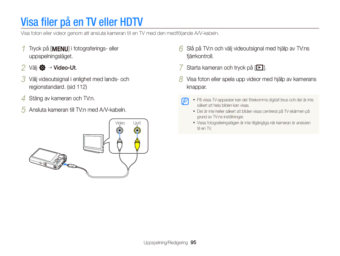 Samsung EC-WB2000BPBE2 manual Visa ﬁler på en TV eller Hdtv 