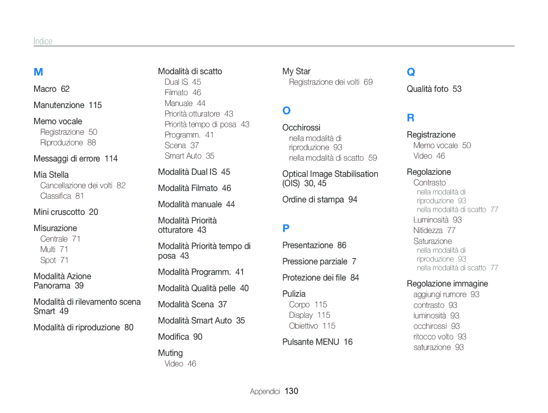 Samsung EC-WB2000BPBIT manual Indice 