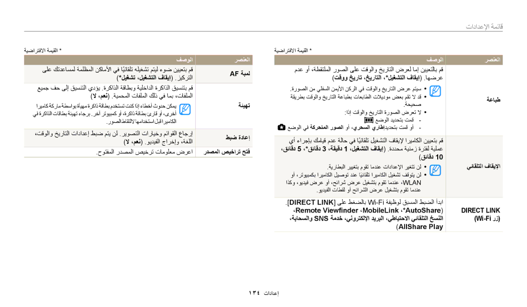 Samsung EC-WB200FBDBSA, EC-WB200FBDRSA, EC-WB200FDPBM3, EC-WB200FBDWSA manual فصولارصنعلا 