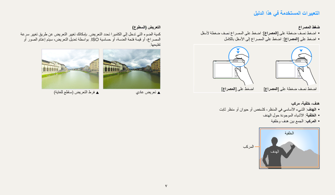 Samsung EC-WB200FBDRSA, EC-WB200FDPBM3, EC-WB200FBDWSA manual ليلدلا اذه يف ةمدختسملا تاريبعتلا, عوطسلا ضيرعتلا, عارصملا طغض 