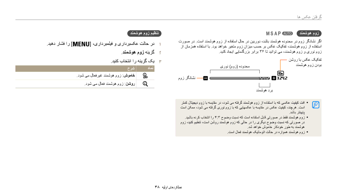 Samsung EC-WB200FBDBSA, EC-WB200FBDRSA دیهد راشف ار ،یرادربملیف و یرادربسکع تلاح رد1, دنمشوه موز هنیزگ2, دنمشوه موز میظنت 