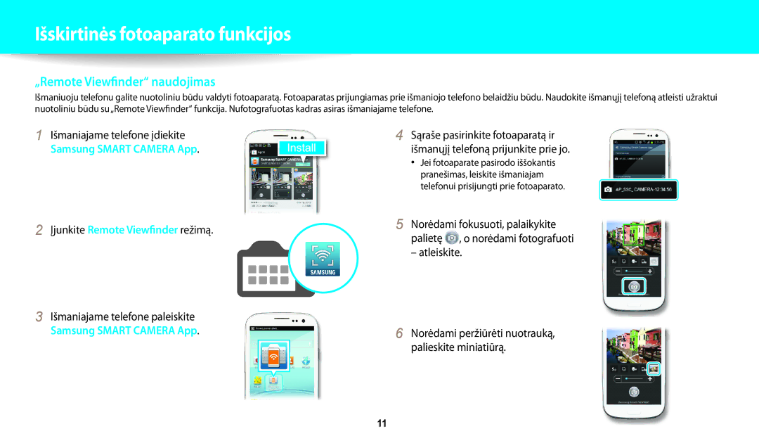 Samsung EC-WB200FBPBE2 manual „Remote Viewfinder naudojimas, Atleiskite 