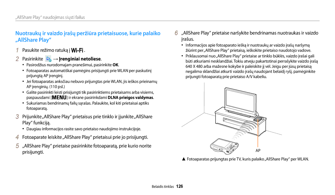 Samsung EC-WB200FBPBE2 manual Pasirinkite → Įrenginiai netoliese, „AllShare Play naudojimas siųsti failus 