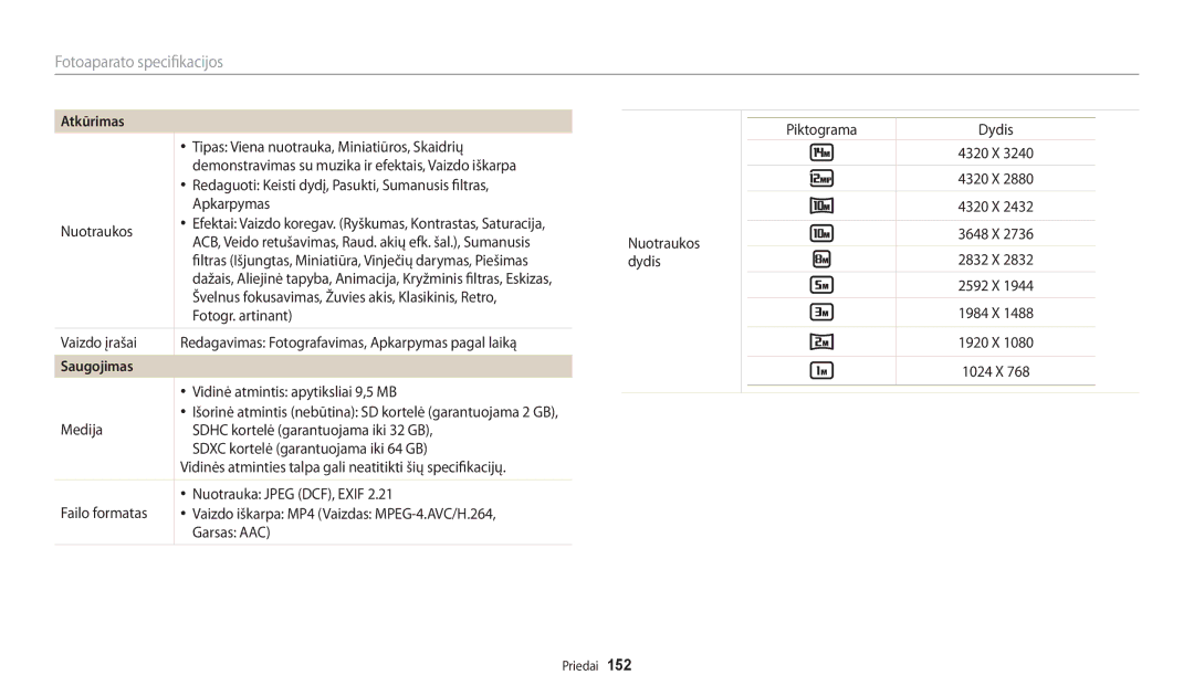 Samsung EC-WB200FBPBE2 manual Saugojimas 