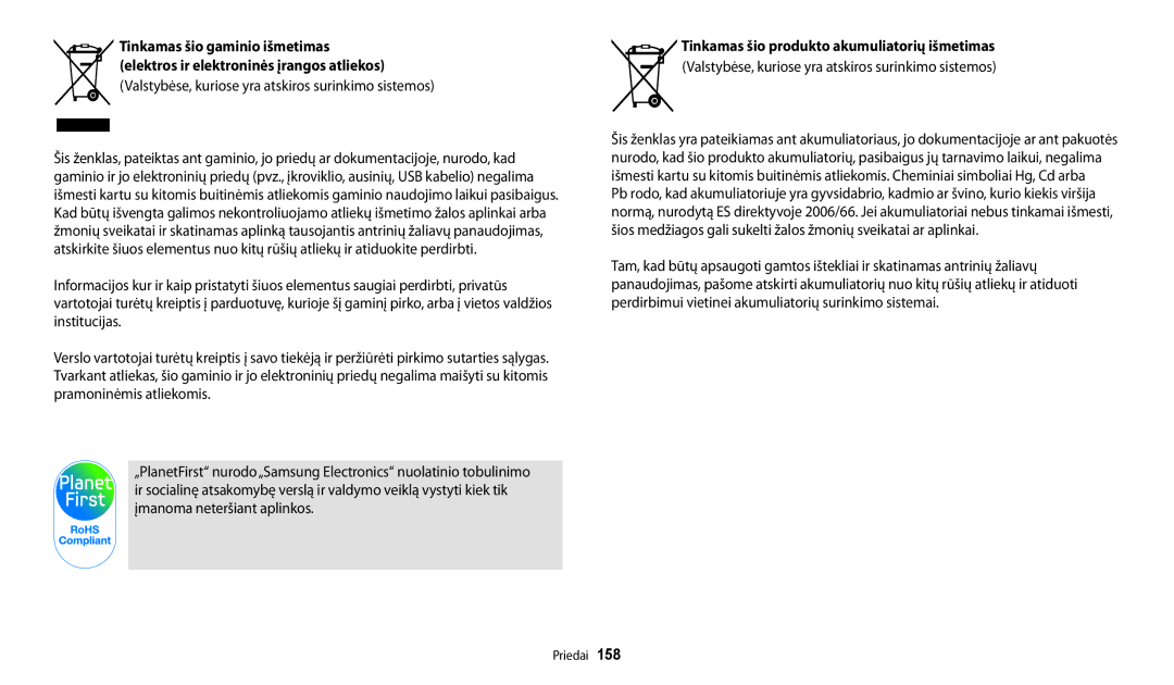 Samsung EC-WB200FBPBE2 manual Tinkamas šio gaminio išmetimas, Elektros ir elektroninės įrangos atliekos 