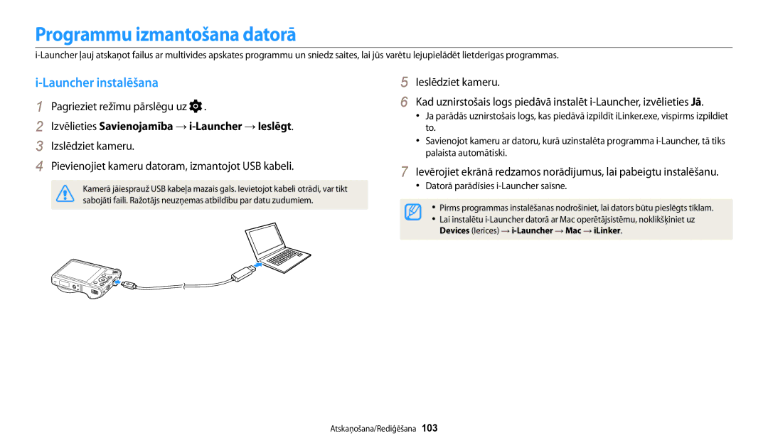 Samsung EC-WB200FBPBE2 manual Programmu izmantošana datorā, Launcher instalēšana, Datorā parādīsies i-Launcher saīsne 