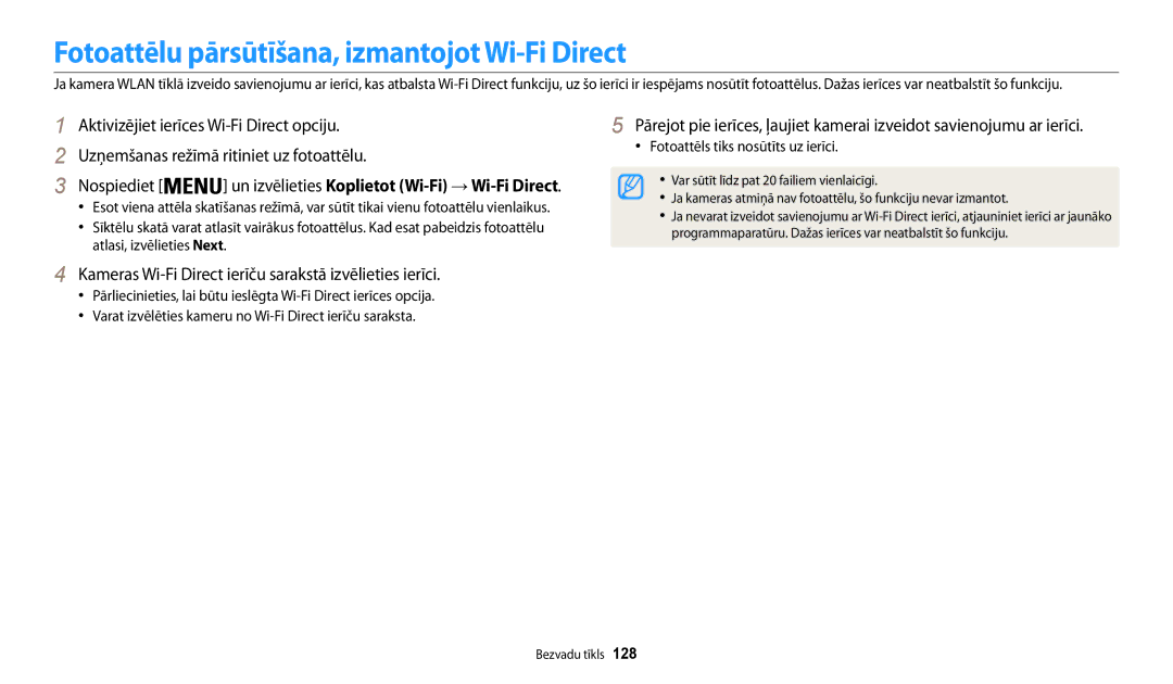 Samsung EC-WB200FBPBE2 Fotoattēlu pārsūtīšana, izmantojot Wi-Fi Direct, Nospiediet, Fotoattēls tiks nosūtīts uz ierīci 