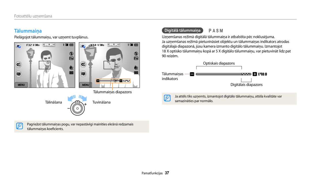 Samsung EC-WB200FBPBE2 manual Tālummaiņa, Digitālā tālummaiņa 