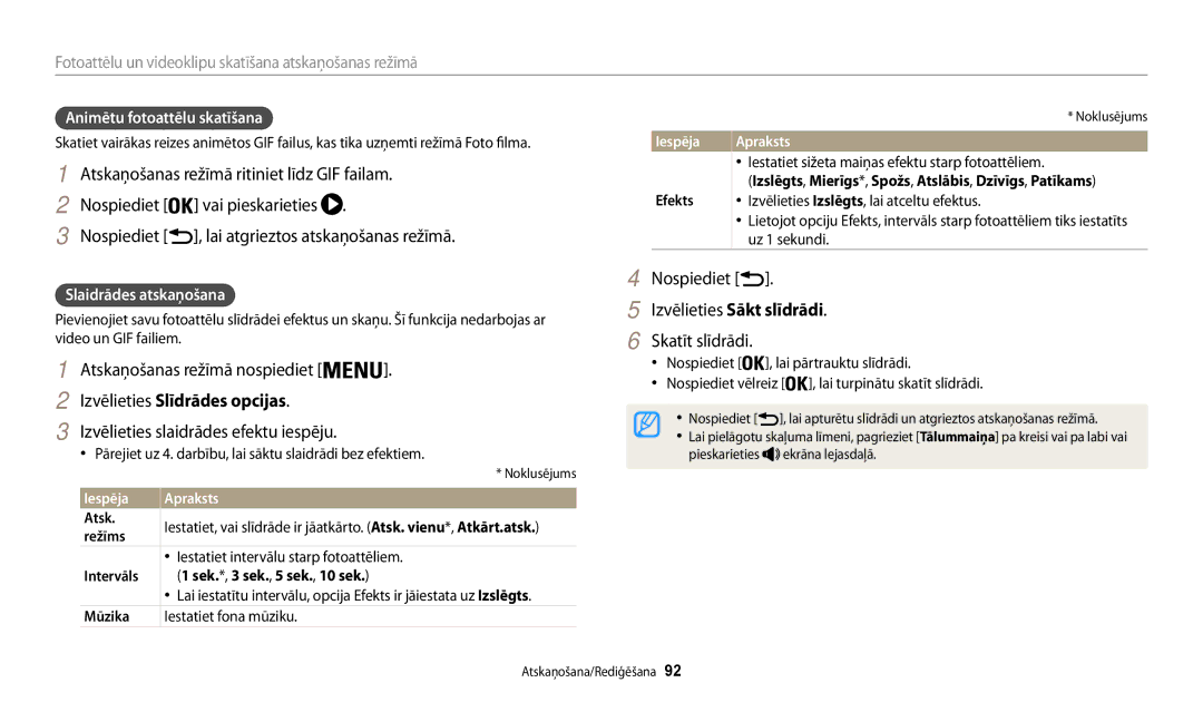 Samsung EC-WB200FBPBE2 manual Atskaņošanas režīmā ritiniet līdz GIF failam, Nospiediet Lai atgrieztos atskaņošanas režīmā 