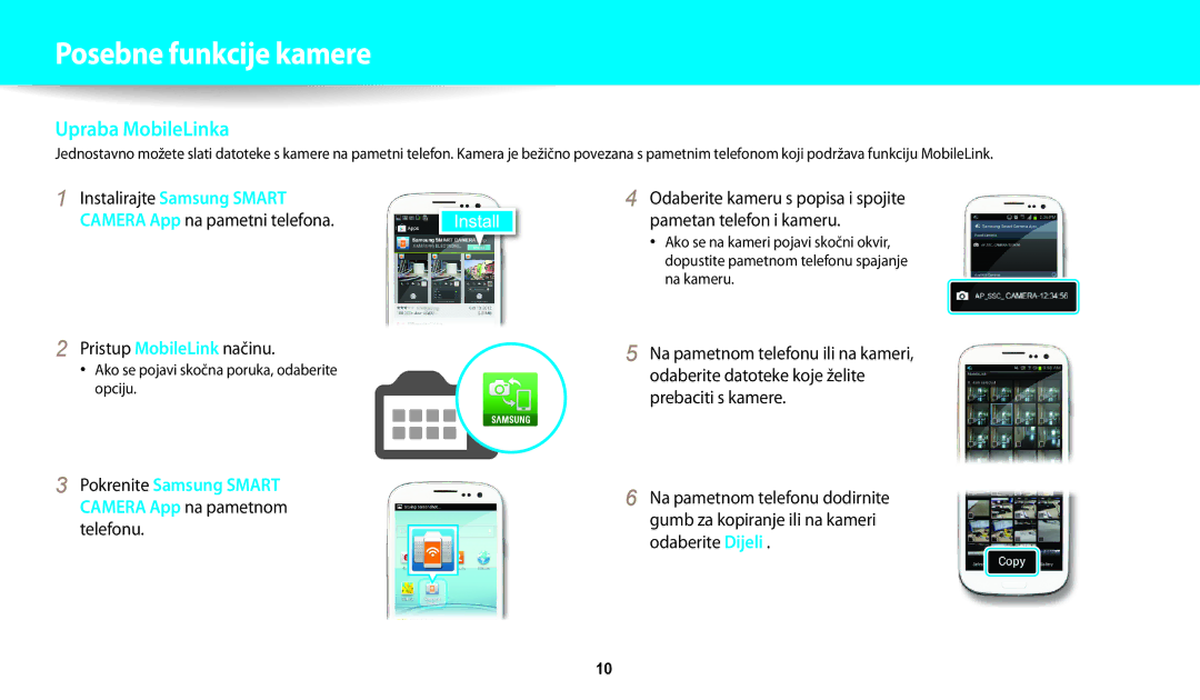 Samsung EC-WB200FBPBE3, EC-WB200FBPWE3 manual Pristup MobileLink načinu, Ako se pojavi skočna poruka, odaberite opciju 