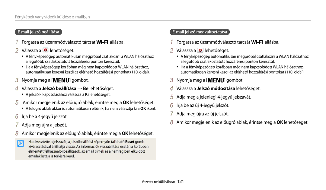 Samsung EC-WB200FBPBE3 manual Írja be a 4-jegyű jelszót Adja meg újra a jelszót, Fényképek vagy videók küldése e-mailben 