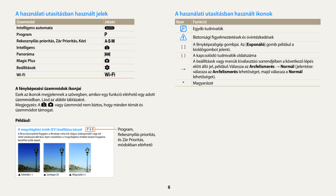 Samsung EC-WB200FBPBE3 manual Használati utasításban használt jelek, Használati utasításban használt ikonok, Üzemmód 