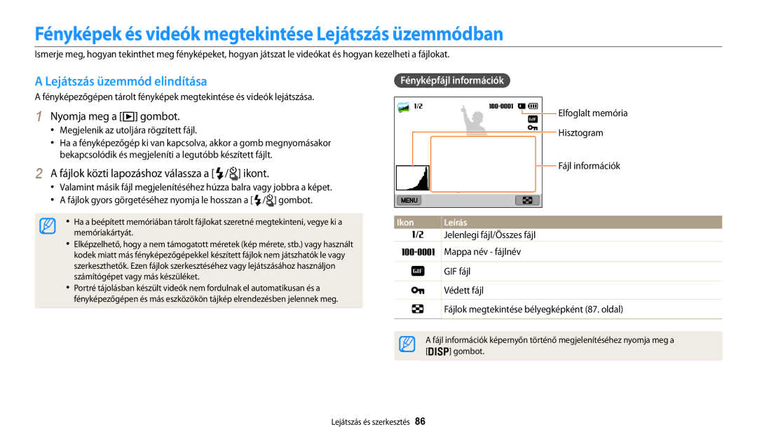 Samsung EC-WB200FBPBE3, EC-WB200FBPWE3 Fényképek és videók megtekintése Lejátszás üzemmódban, Lejátszás üzemmód elindítása 