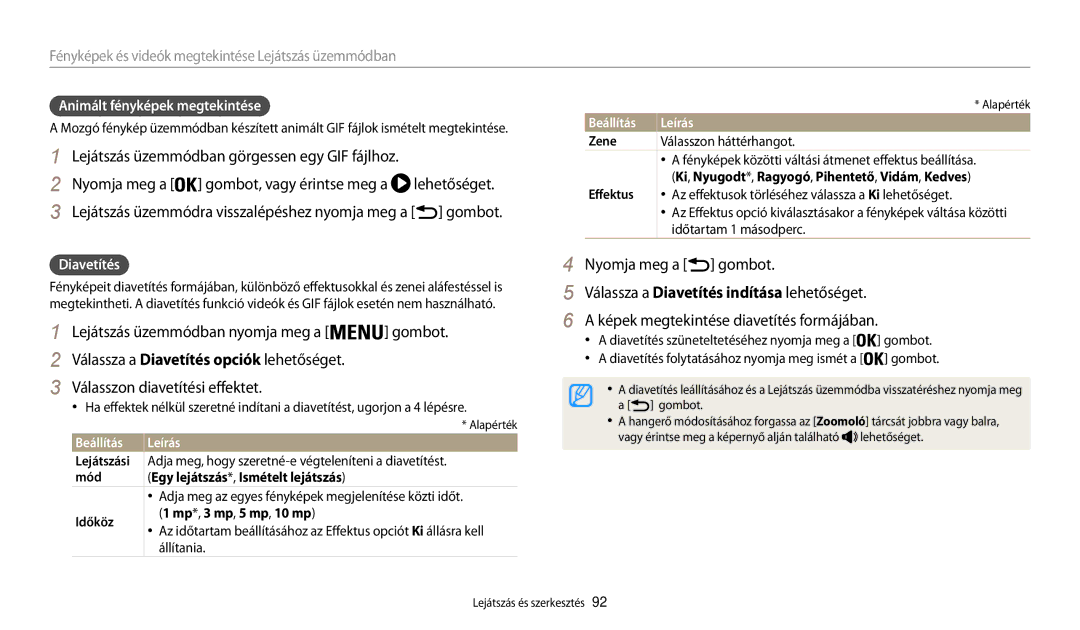 Samsung EC-WB200FBPBE2 Képek megtekintése diavetítés formájában, Lejátszás üzemmódban nyomja meg a Gombot, Diavetítés 