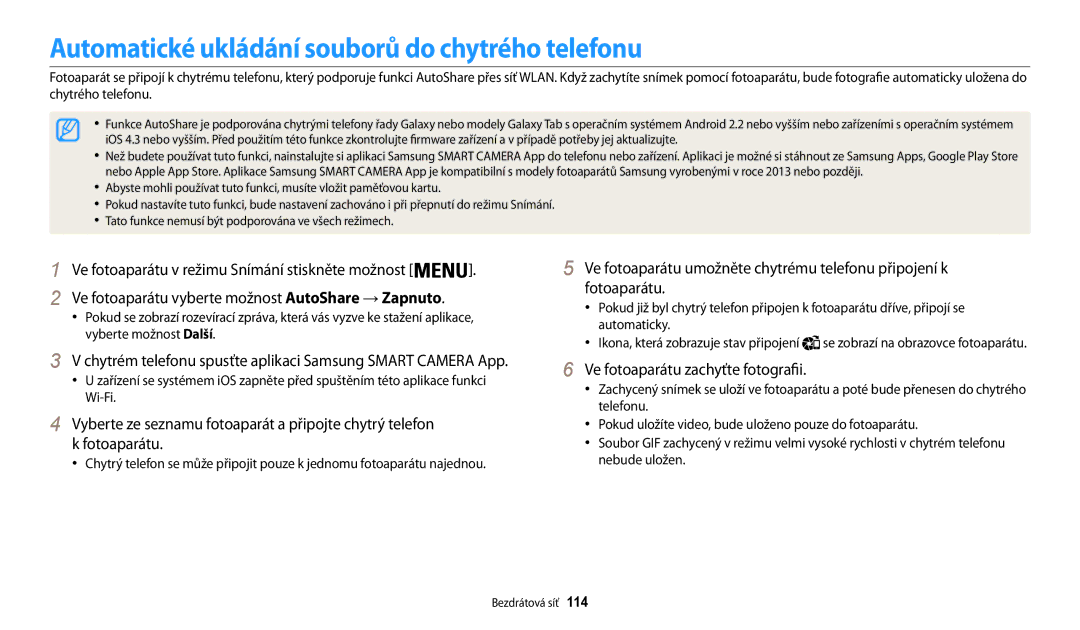 Samsung EC-WB200FBPRE3 manual Automatické ukládání souborů do chytrého telefonu, Ve fotoaparátu zachyťte fotografii 