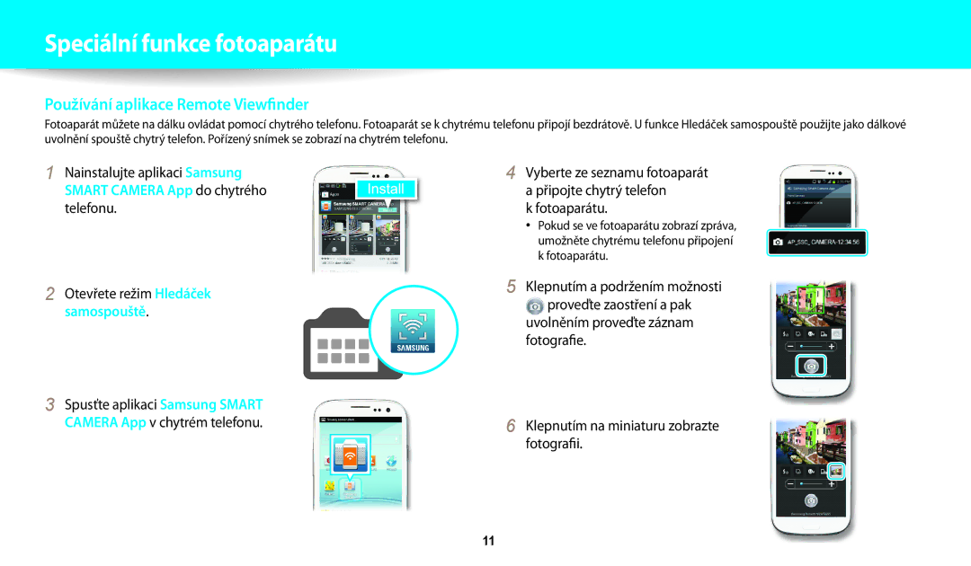 Samsung EC-WB200FBPWE3, EC-WB200FBPRE3, EC-WB200FBPBE3 manual Používání aplikace Remote Viewfinder 