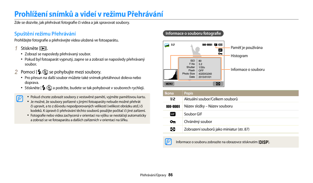 Samsung EC-WB200FBPWE3, EC-WB200FBPRE3 manual Prohlížení snímků a videí v režimu Přehrávání, Spuštění režimu Přehrávání 