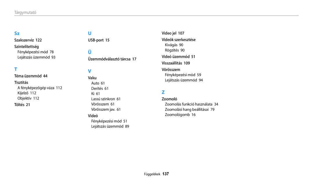 Samsung EC-WB2100BPBE3 manual Fényképezőgép váza 112 Kijelző Objektív, Auto Derítés Lassú szinkron Vörösszem Vörösszem jav 